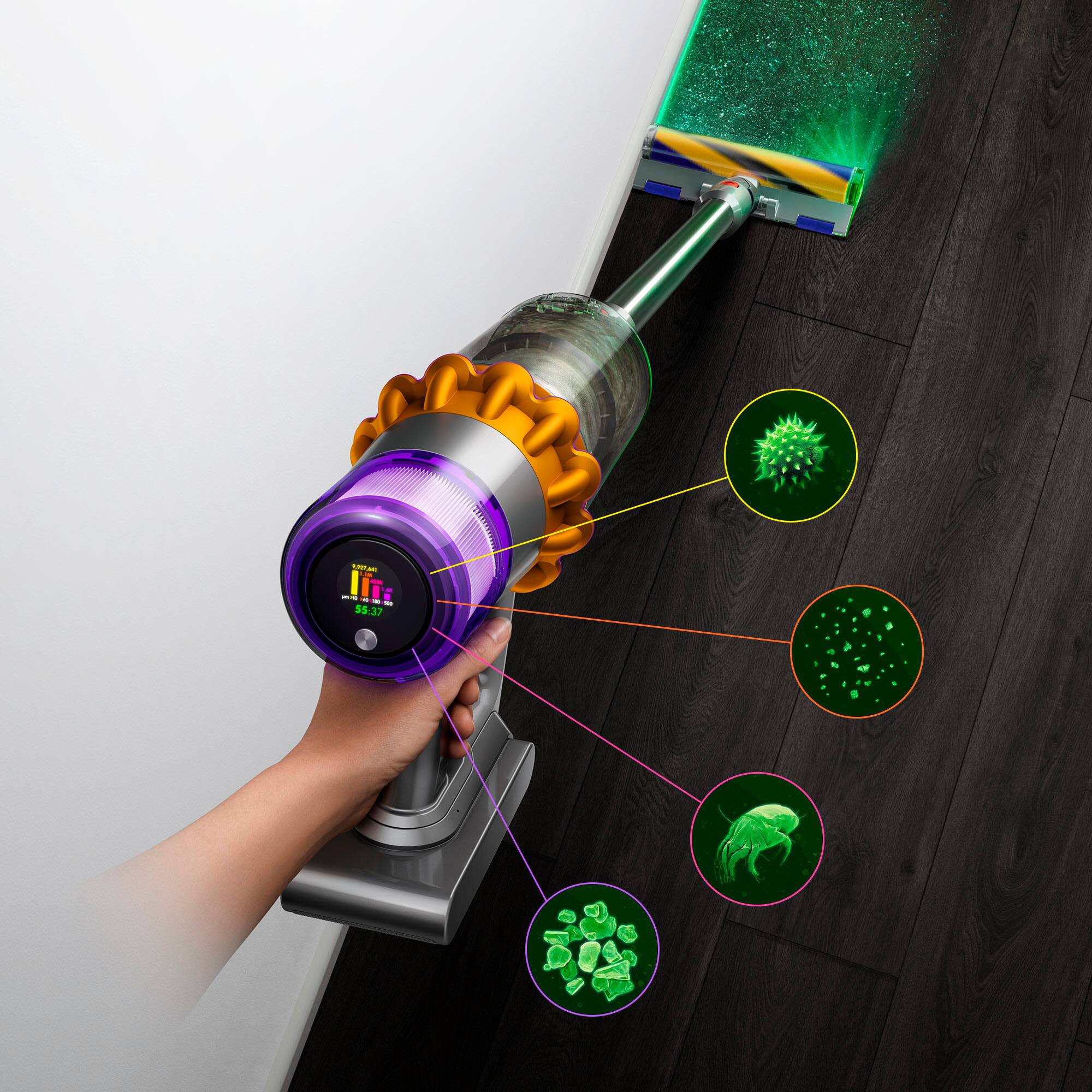 Alt View 16. Dyson - V15s Detect Submarine Cordless Vacuum with 10 accessories - Yellow/Nickel.