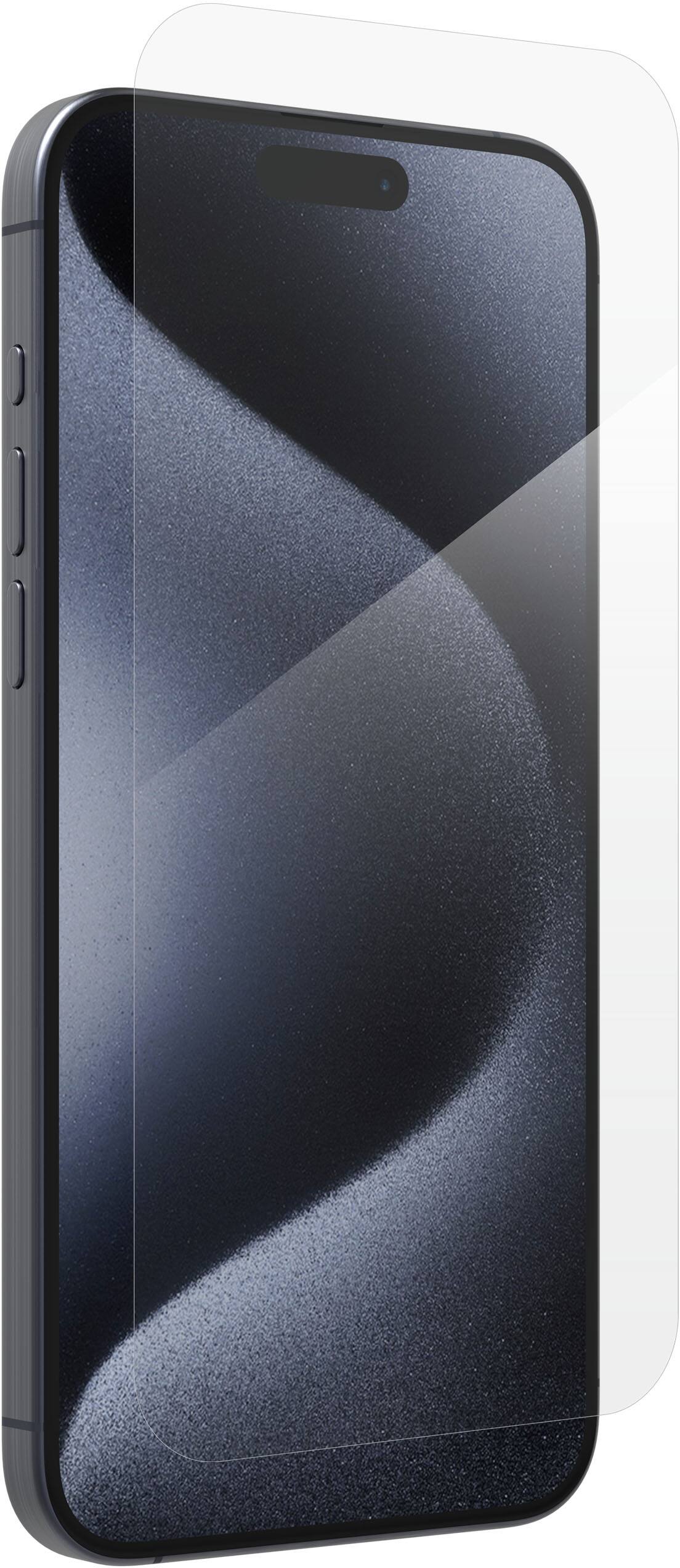 Left. ZAGG - InvisibleShield Glass XTR3 Advanced Edge-to-Edge Screen Protector for Apple iPhone 15 Pro Max - Clear.