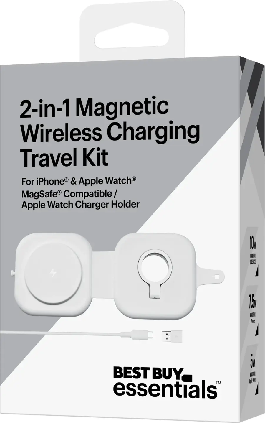 Alt View 16. Best Buy essentials™ - 2-in-1 Magnetic Wireless Charging Pad for iPhone & Qi Compatible devices and Apple Watch charger holder - White.