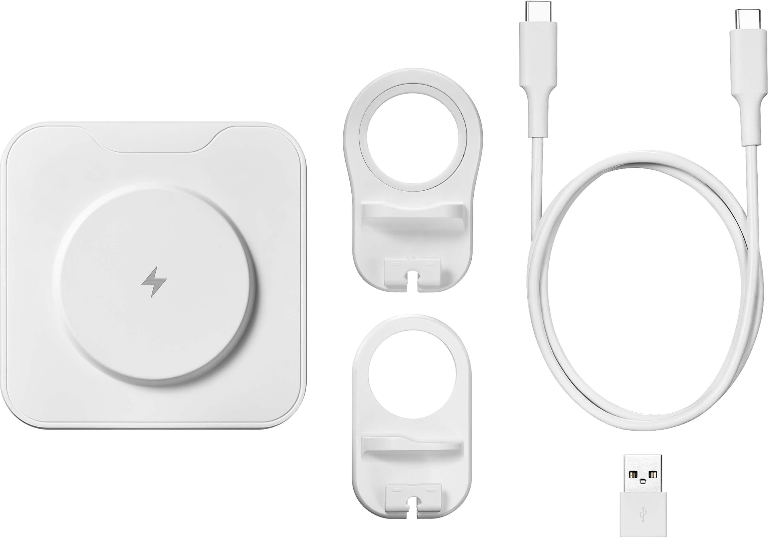 Alt View 12. Best Buy essentials™ - 2-in-1 15W Wireless Charger Kit with Watch Charger Holder for iPhone, Samsung and More Qi Devices - White.