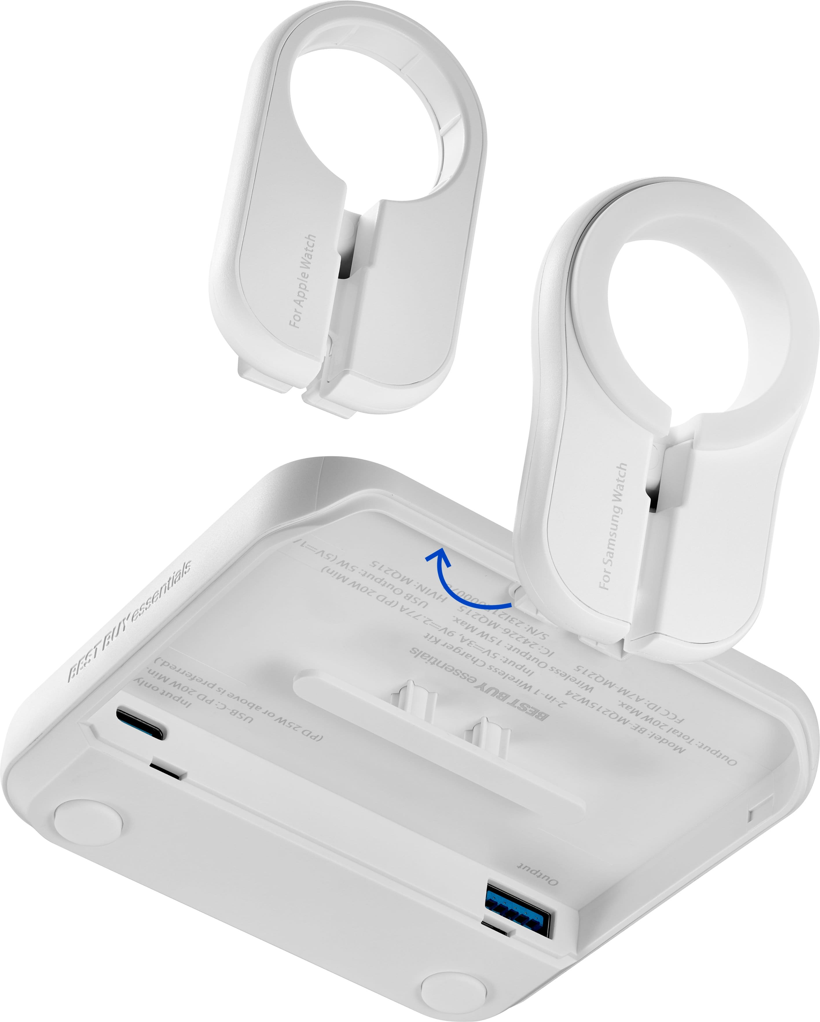 Alt View 15. Best Buy essentials™ - 2-in-1 15W Wireless Charger Kit with Watch Charger Holder for iPhone, Samsung and More Qi Devices - White.