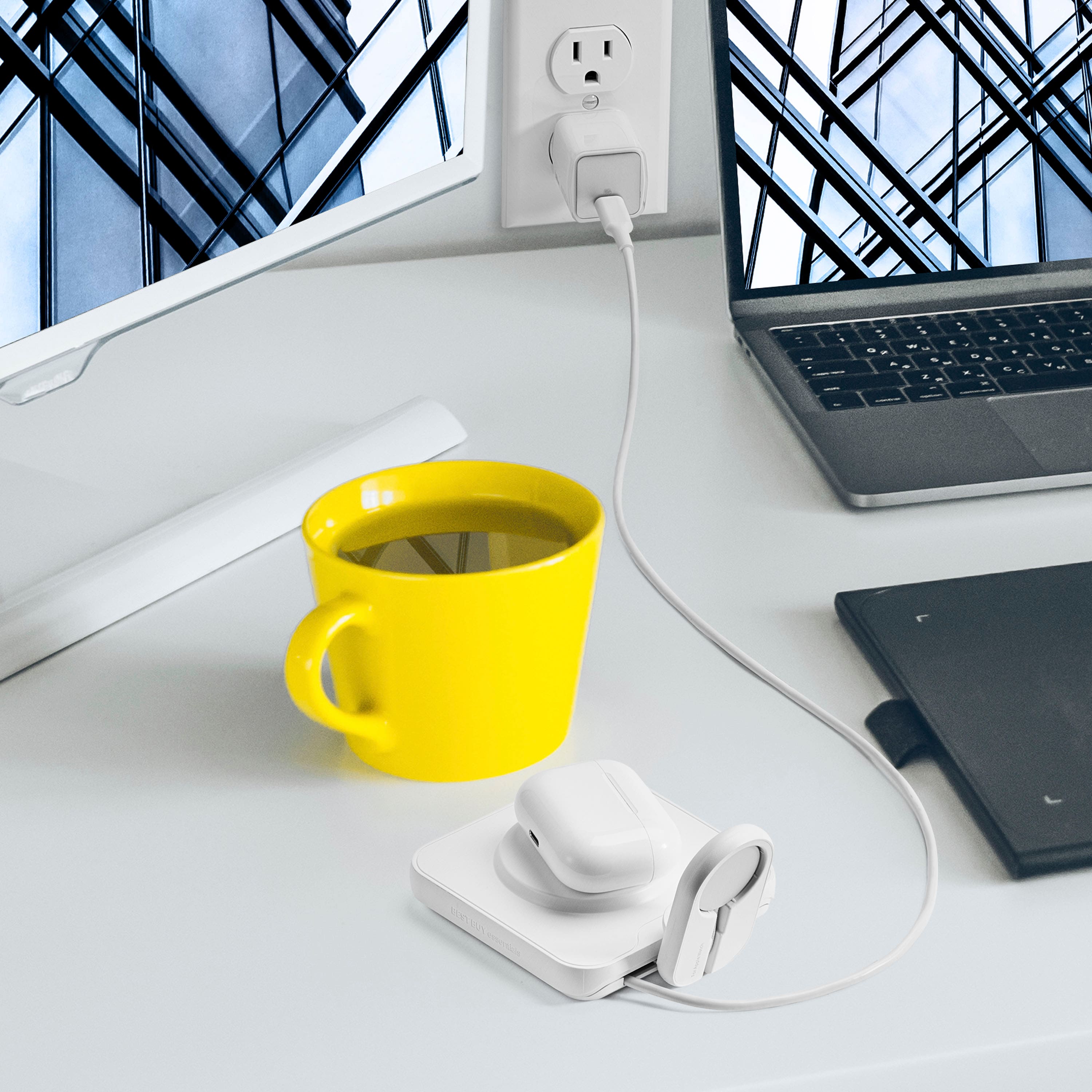 Alt View 21. Best Buy essentials™ - 2-in-1 15W Wireless Charger Kit with Watch Charger Holder for iPhone, Samsung and More Qi Devices - White.