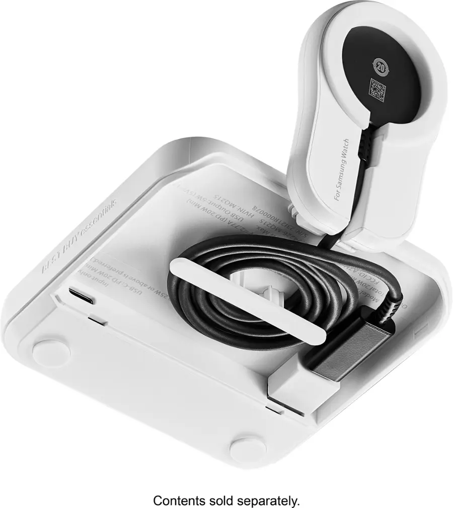 Alt View 27. Best Buy essentials™ - 2-in-1 15W Wireless Charger Kit with Watch Charger Holder for iPhone, Samsung and More Qi Devices - White.