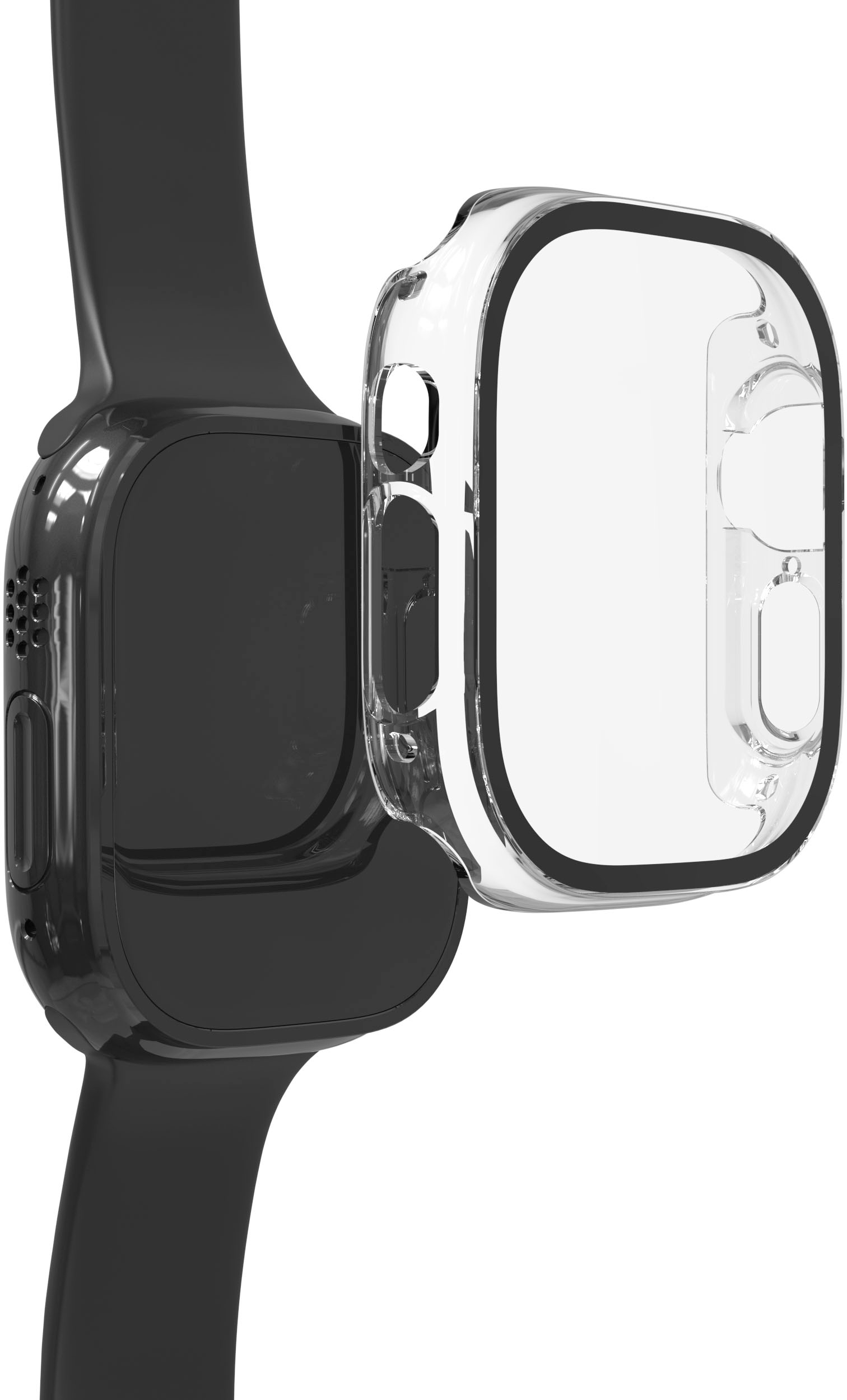 Angle View: ZAGG - InvisibleShield Glass Elite 360 Integrated Bumper + Screen Protection for Apple Watch Ultra 49mm - Clear