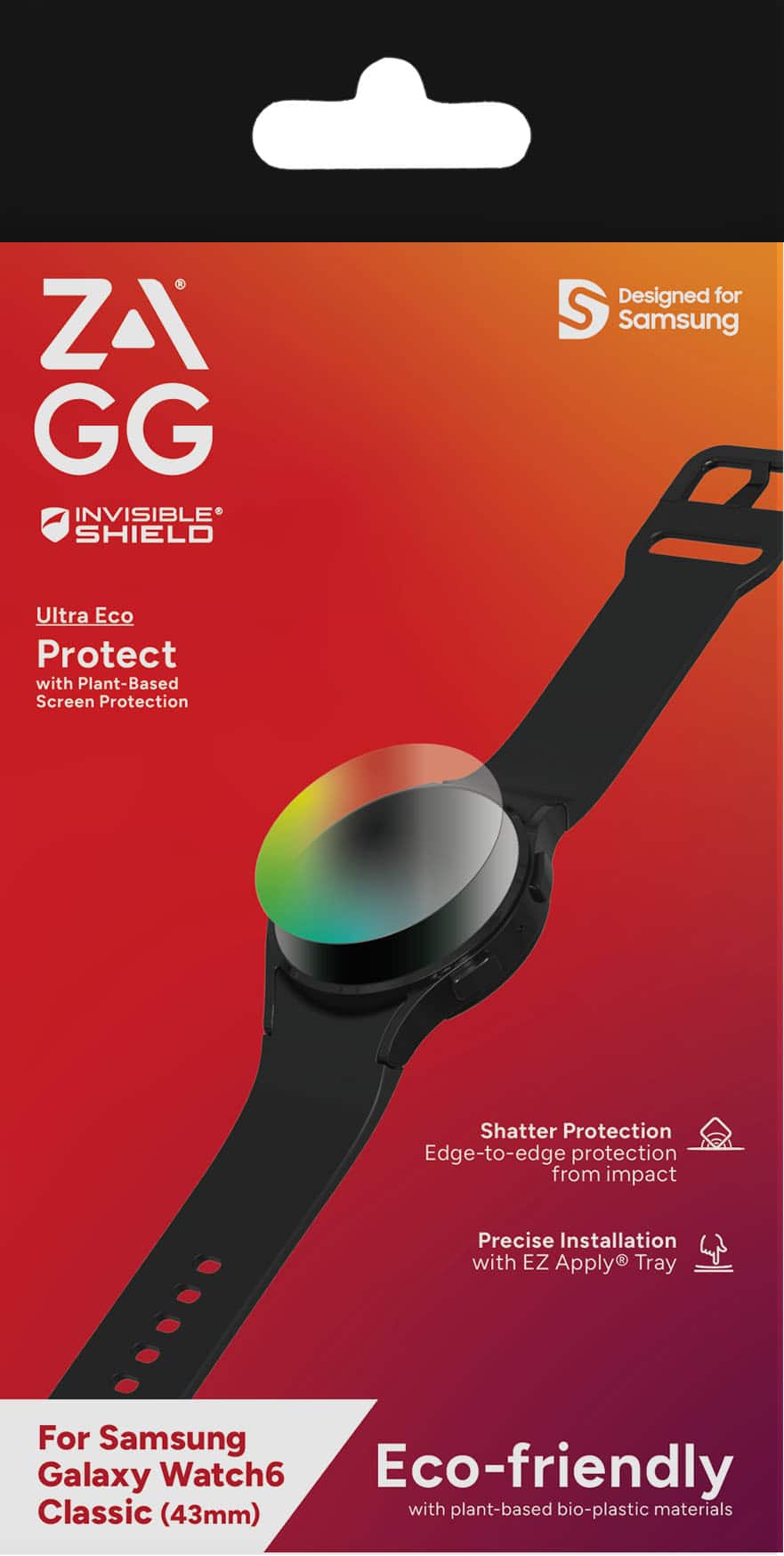 Alt View 13. ZAGG - InvisibleShield Ultra Eco Anti-microbial Screen Protector for Samsung Galaxy Watch6 Classic 43mm - Clear.