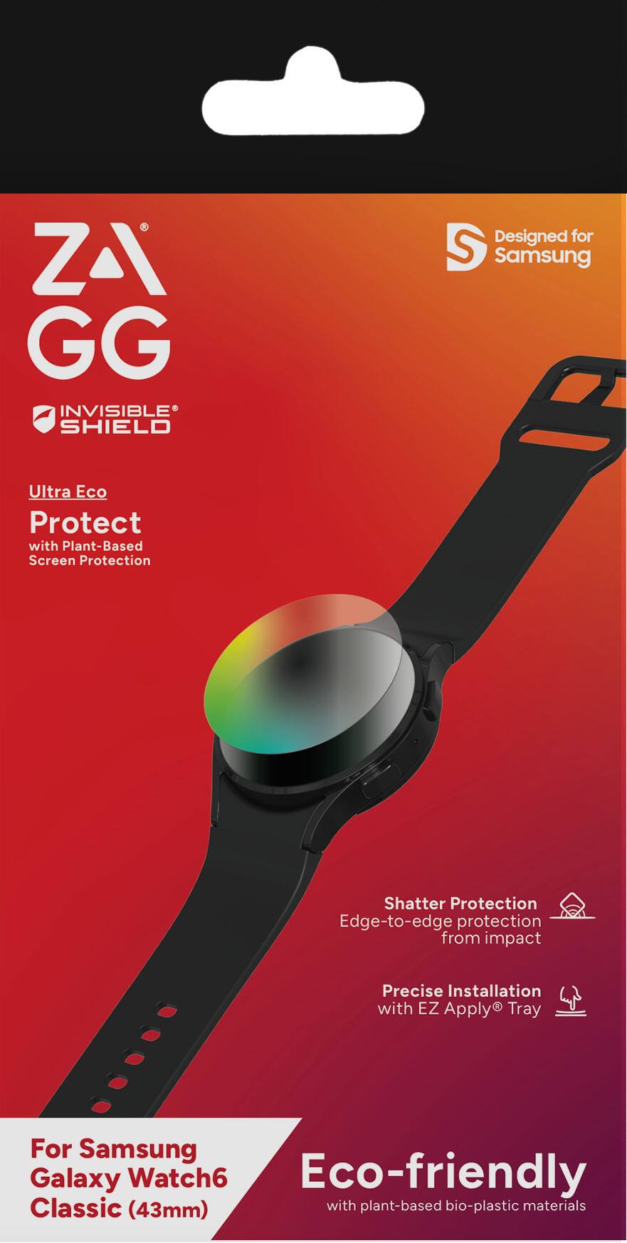 Alt View 13. ZAGG - InvisibleShield Ultra Eco Anti-microbial Screen Protector for Samsung Galaxy Watch6 Classic 43mm - Clear.