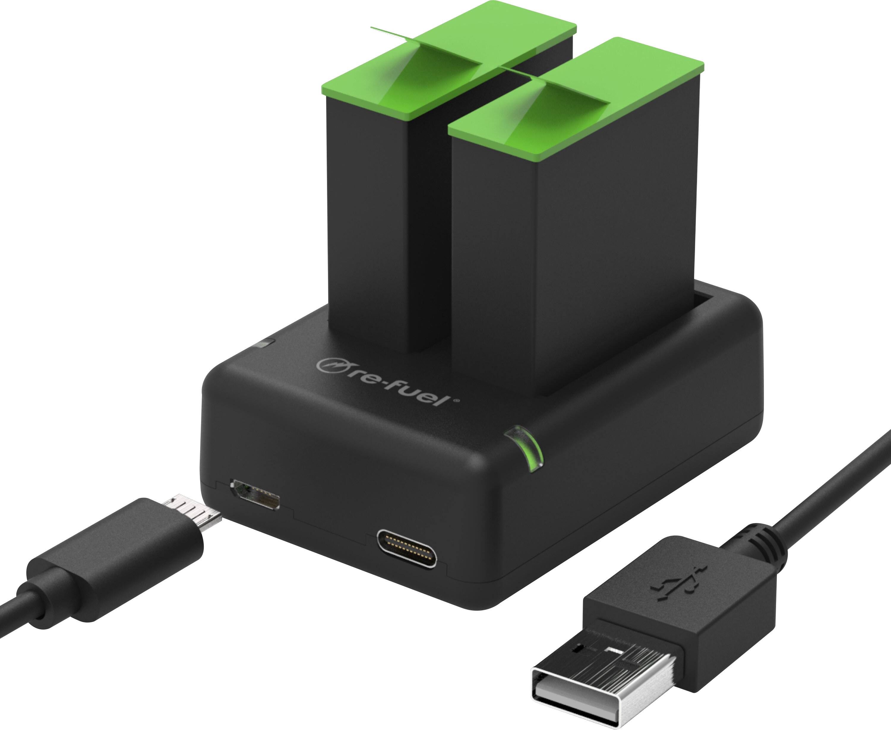 Alt View 1. Digipower - 1730mAh Replacement Batteries Battery Charger for GoPro Hero12 / Hero11 / Hero10 / Hero 9 - Black and Green.