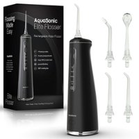 AquaSonic - Elite Rechargeable Water Flosser with 4 Tips, 4 Modes & Portable - black - Angle_Zoom