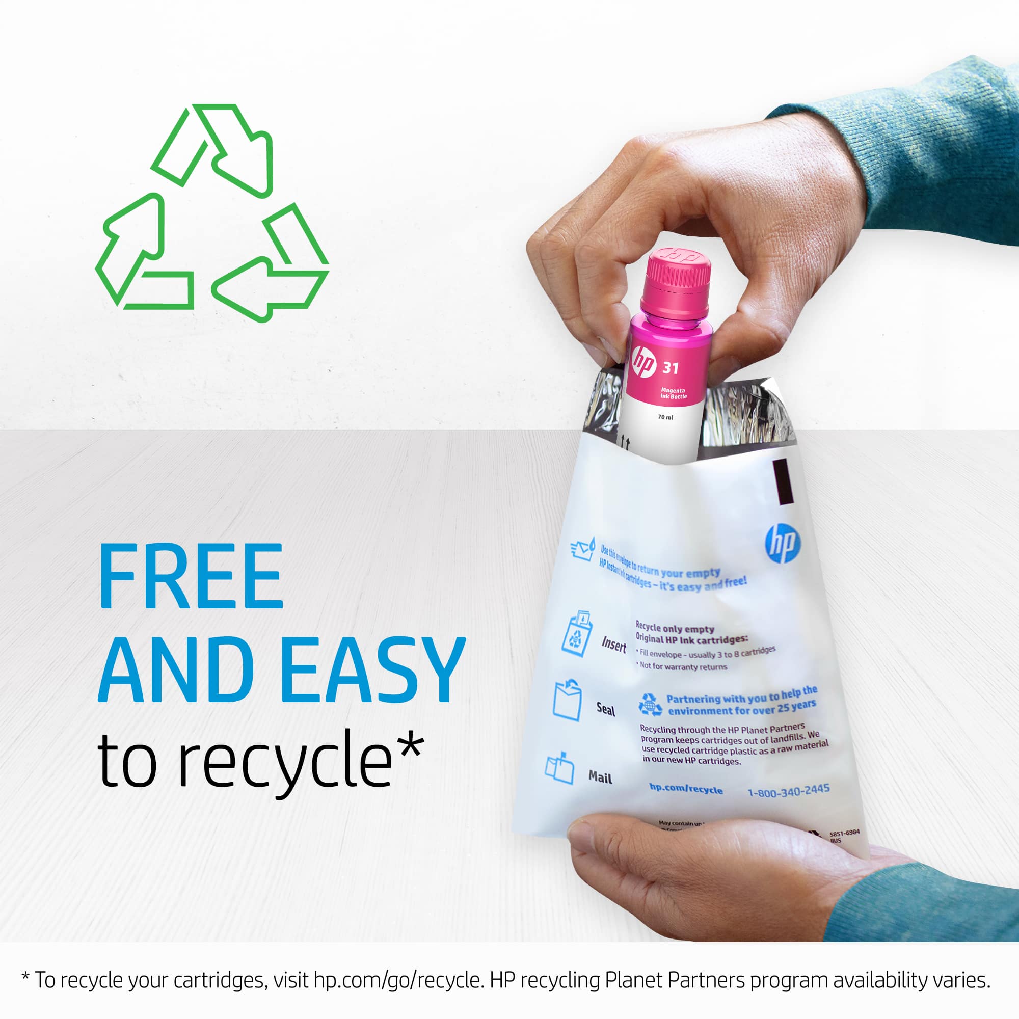 HP 31/32XL 4Pack Original Ink Bottles Black/Cyan/Magenta/Yellow