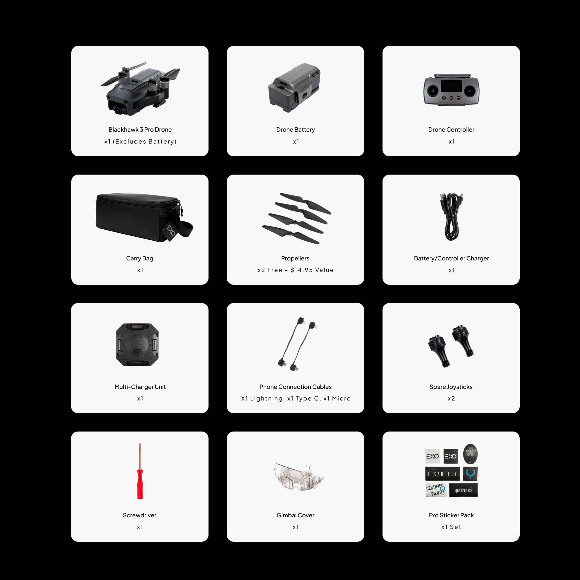 Alt View 12. EXO Drones - Blackhawk 3 Pro Drone and Remote Control (Android and iOS compatible) - Black.