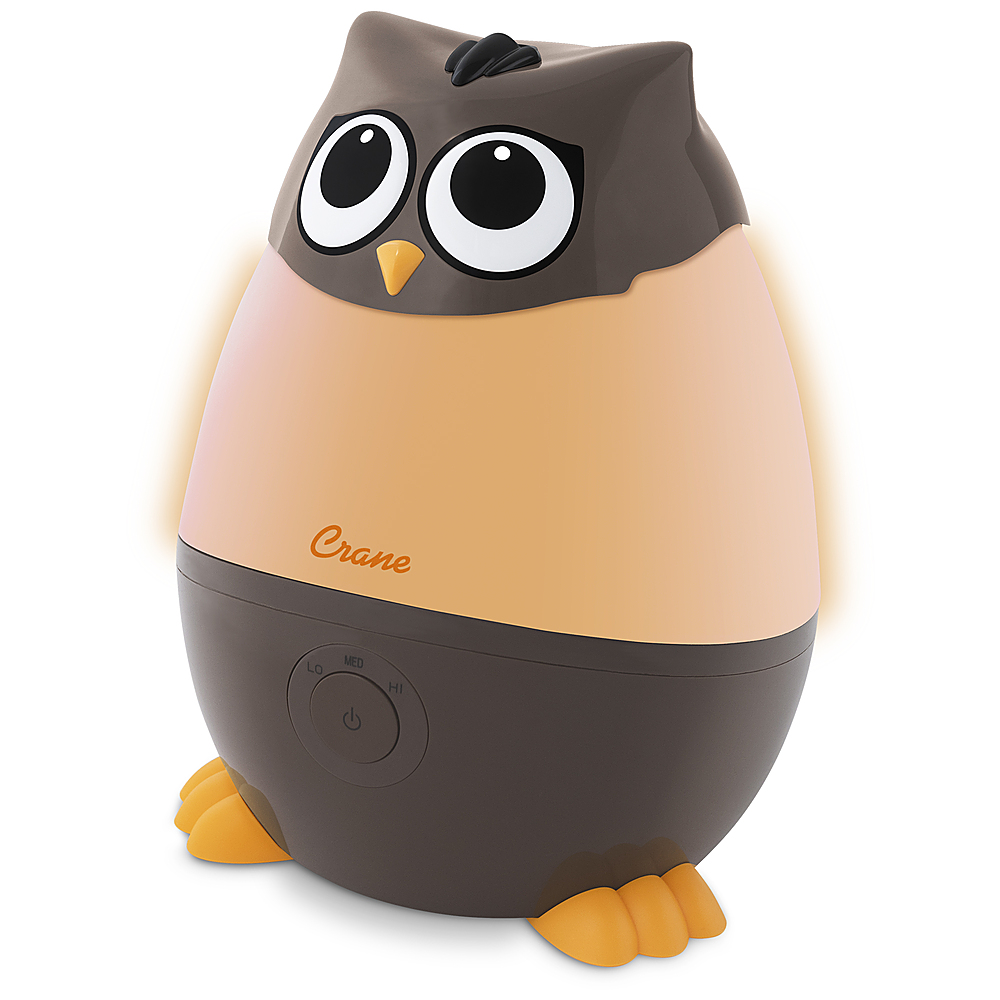 Back View: CRANE - Mini Owl 0.5 Gallon Cool Mist Humidifier - Brown