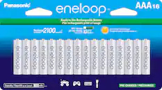 Front. Panasonic - Eneloop Rechargeable AAA Batteries 16-Pack - White.