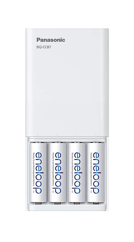 Alt View 11. Panasonic - Eneloop Rechargeable AA Batteries 4-Pack with 4-Position Mobile Boost Charger - White.