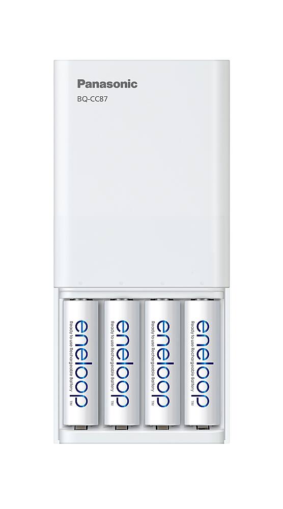 Alt View 11. Panasonic - Eneloop Rechargeable AA Batteries 4-Pack with 4-Position Mobile Boost Charger - White.