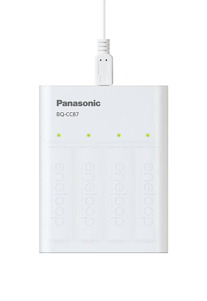Alt View 12. Panasonic - Eneloop Rechargeable AA Batteries 4-Pack with 4-Position Mobile Boost Charger - White.