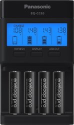 Panasonic - Eneloop Rechargeable AA Batteries 4-Pack with 4-Position Quick Charger - Front_Zoom