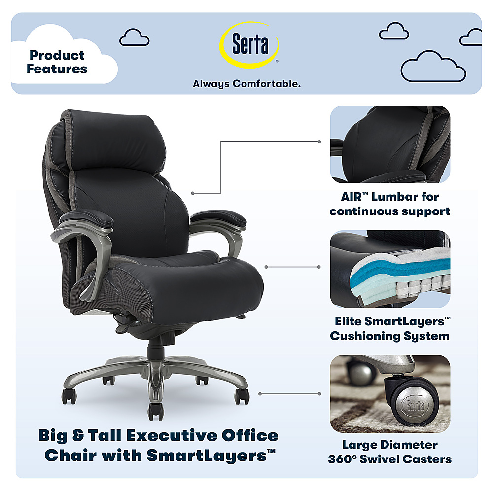 Serta big and tall smart layers executive office online chair