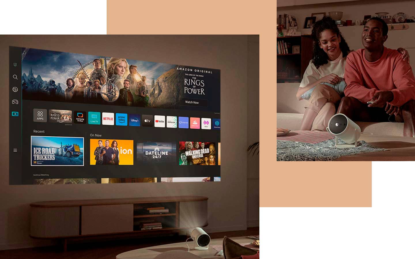 Alt View 19. Samsung - The Freestyle 2nd Gen with Gaming Hub FHD HDR Smart Portable Projector - White.