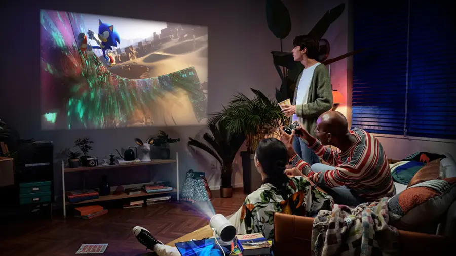Alt View 21. Samsung - The Freestyle 2nd Gen with Gaming Hub FHD HDR Smart Portable Projector - White.
