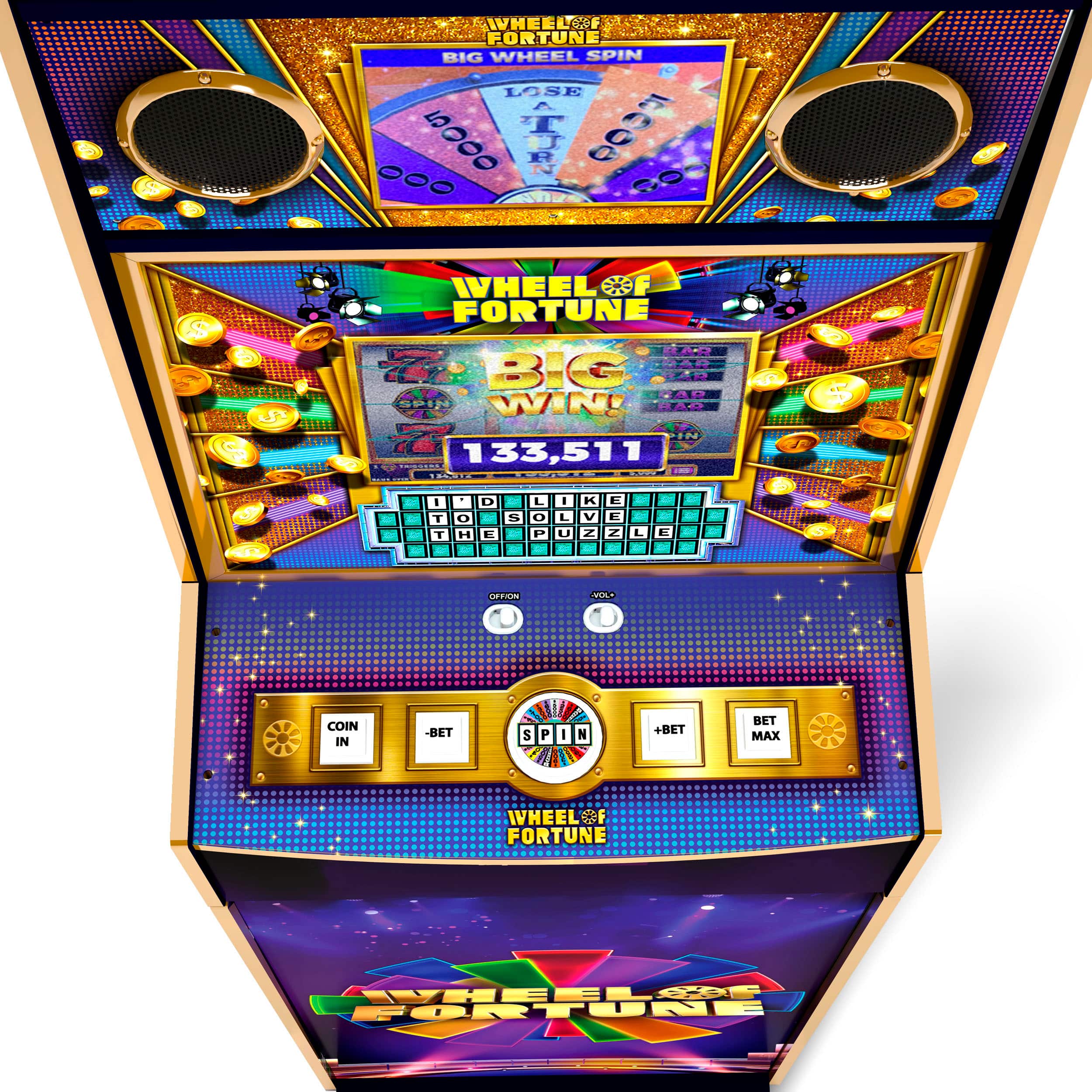 Left. Arcade1Up - Wheel of Fortune Casinocade Deluxe Arcade Game - purple.