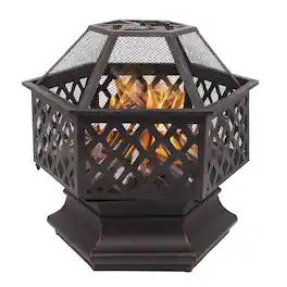 Winado - 22in Metal Fire Pit Stove, Portable Wood Burning Firepit with Cover, Small Firepit Bowl for Outdoor Patio Porch Backyard - Black