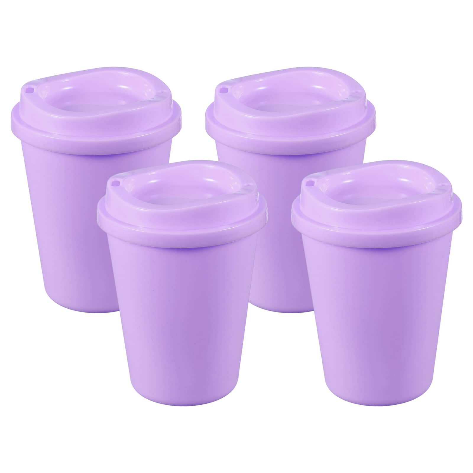 Unique Bargains - 4pcs Reusable Coffee Cups with Lids, 12oz Travel Mugs Spill Proof for Hot and Cold Drinks Juice Tea - Light Purple