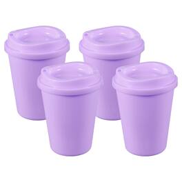 Unique Bargains - 4pcs Reusable Coffee Cups with Lids, 12oz Travel Mugs Spill Proof for Hot and Cold Drinks Juice Tea - Light Purple