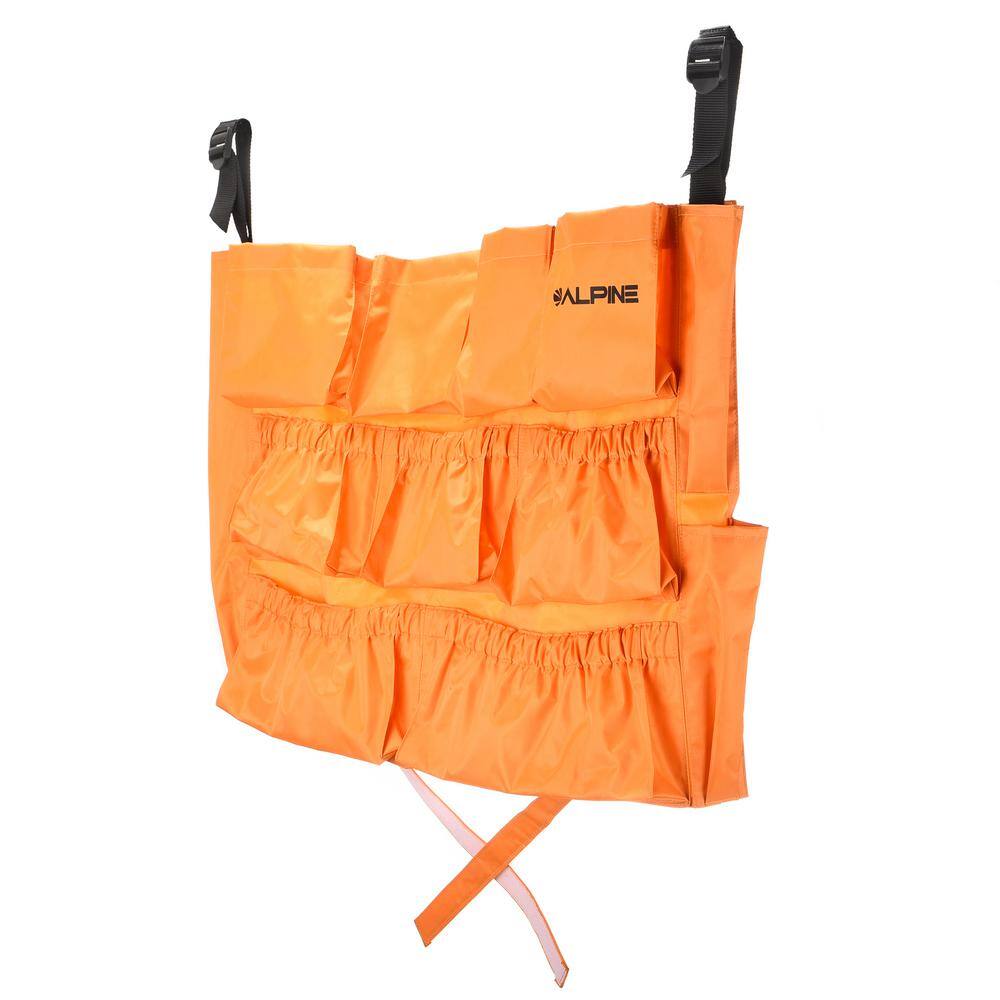 Left. Alpine Industries - 12-Pocket Trash Can Receptacle Caddy Organizer Bag - Orange.
