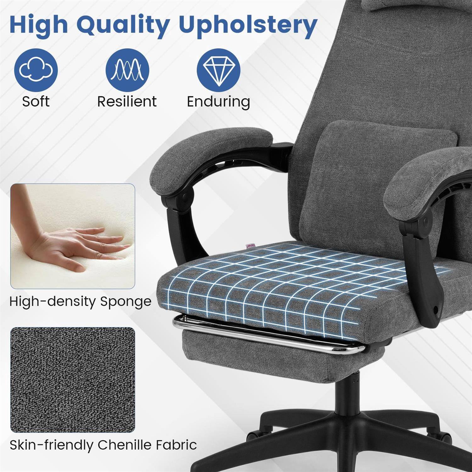 High Quality Upholstery

- Soft
- Resilient
- Enduring

High-density Sponge

Skin-friendly Chenille Fabric