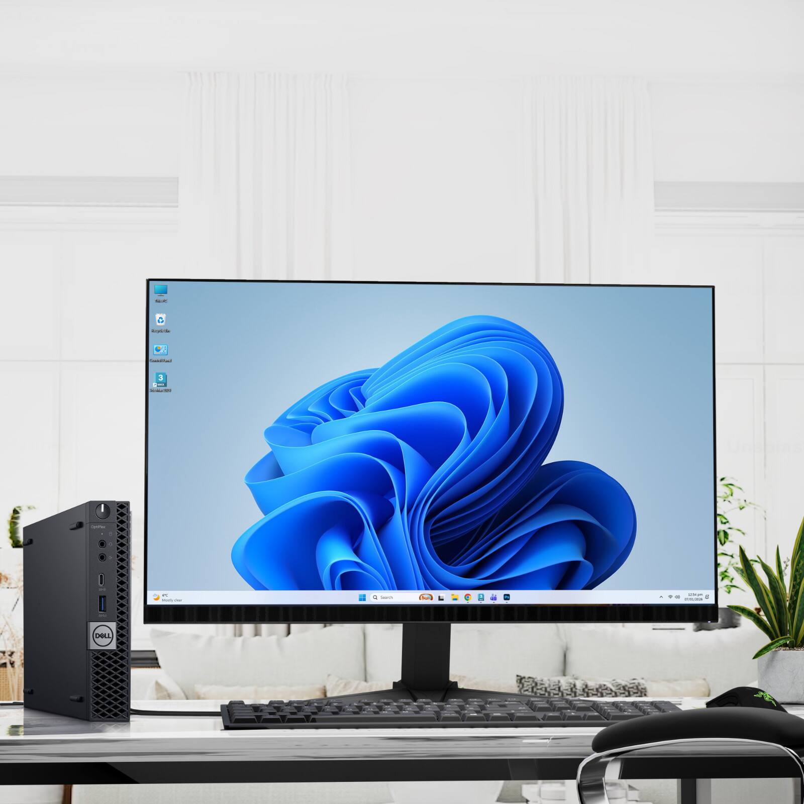 Alt View 1. Dell - Optiplex 7070 Micro Desktop PC | Intel Core i5-9th 2.2GHz | 16GB DDR4 RAM | 512 GB SSD | KB & Mouse| Wi-Fi | Win11 - Black.