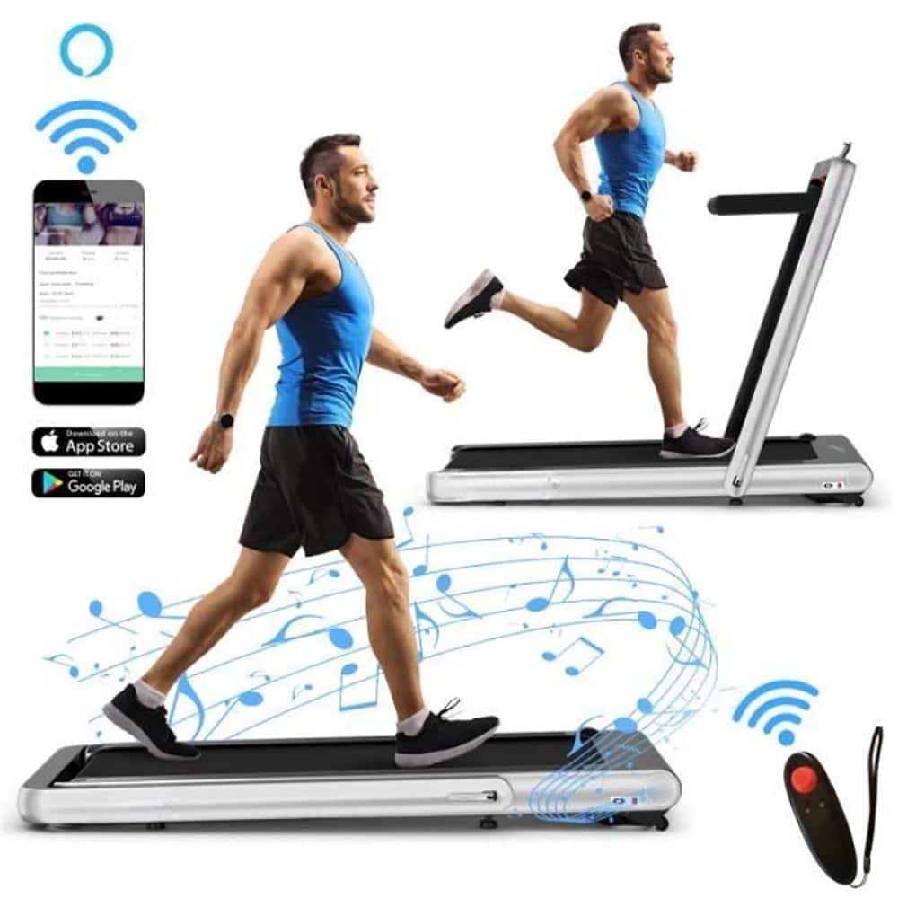 Kadyn - Treadmill, Electric Treadmill, Walking Jogging Machine,4.75HP 2 In 1 Folding Treadmill with Remote APP Control - Silver