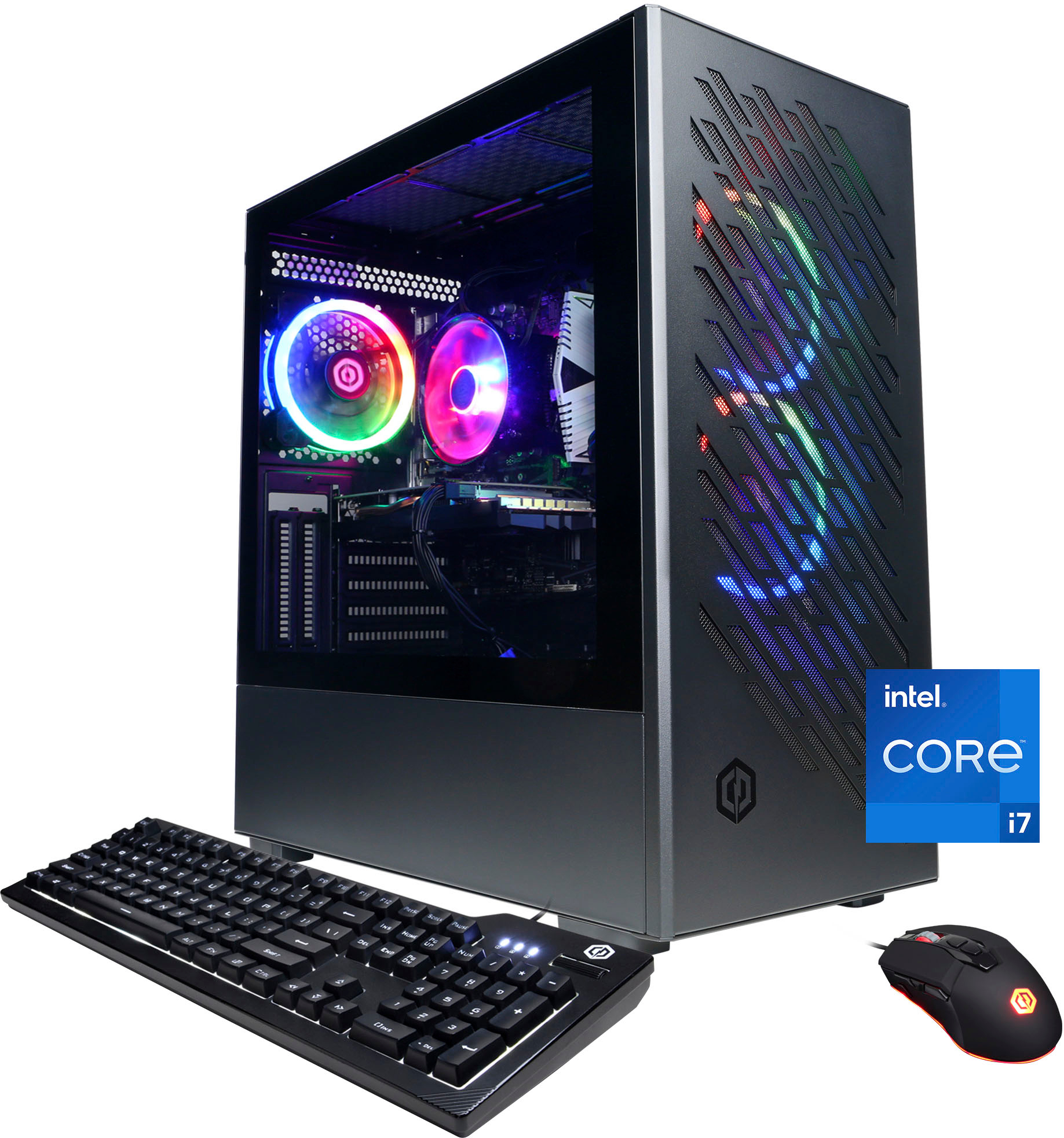 Angle View: CyberPowerPC - Gamer Xtreme Gaming Desktop - Intel Core i7-13700F - 16GB Memory - NVIDIA GeForce RTX 4060 Ti 8GB - 2TB SSD - Black