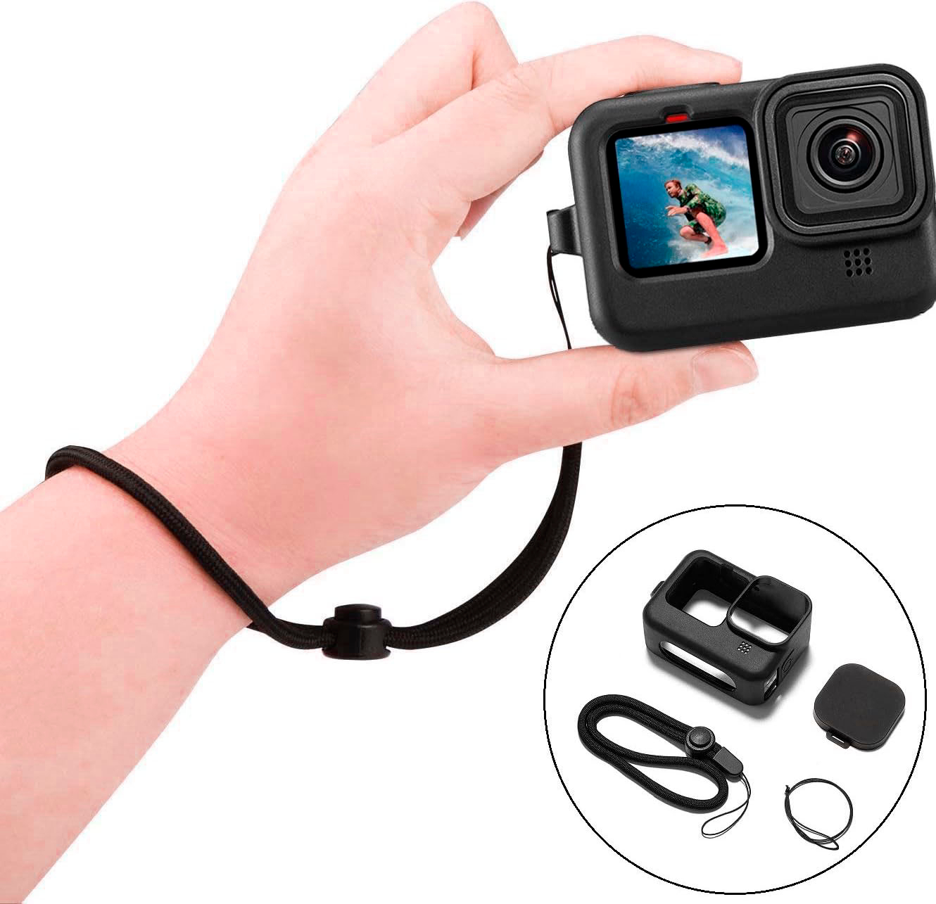 Protective Case for GoPro Hero 9 10 11 12 Black with Lanyard&Lens