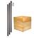 Angle. Excello Global Products - Large 14"x14"x14" Wooden Planter Box and String Light Pole Set - Brown.