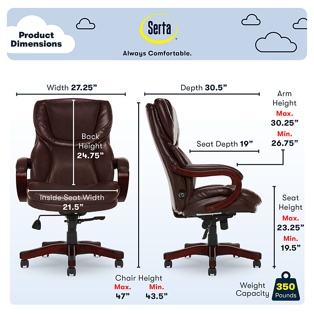 High Back Big & Tall 400lb Office Chair with Footrest Bonded