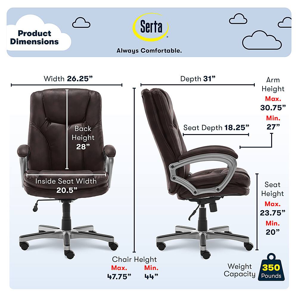 Serta – Benton Big and Tall Puresoft Faux Leather Executive Office Chair – Chestnut Sansujyuku sansujyuku.com