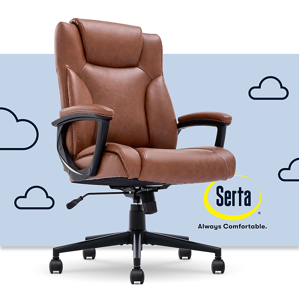 Serta Connor Upholstered Executive High-Back Office Chair with Lumbar  Support Bonded Leather Cognac 43672H - Best Buy