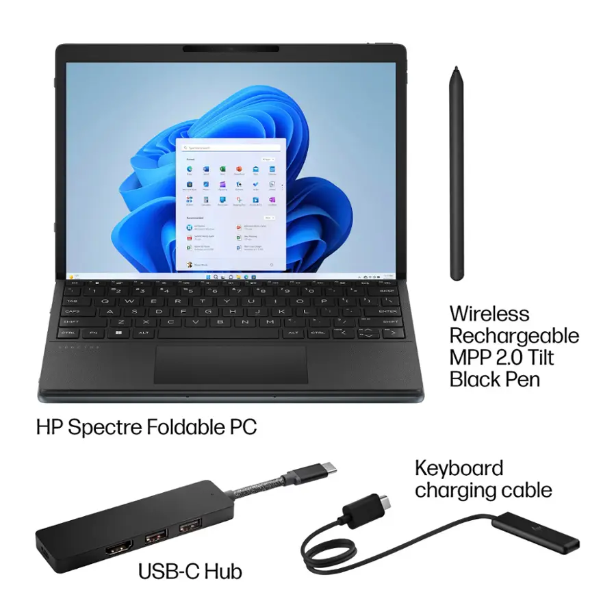 Alt View 23. HP - Spectre 3-in-1 17" 2.5K OLED Touch-Screen Foldable Laptop - Intel Evo Platform - Core i7 - 16GB Memory - 1TB SSD - Slate Blue.
