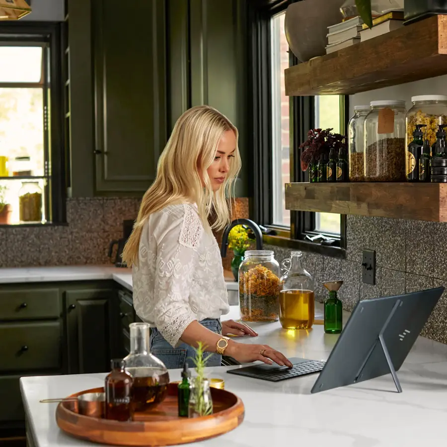 Alt View 26. HP - Spectre 3-in-1 17" 2.5K OLED Touch-Screen Foldable Laptop - Intel Evo Platform - Core i7 - 16GB Memory - 1TB SSD - Slate Blue.