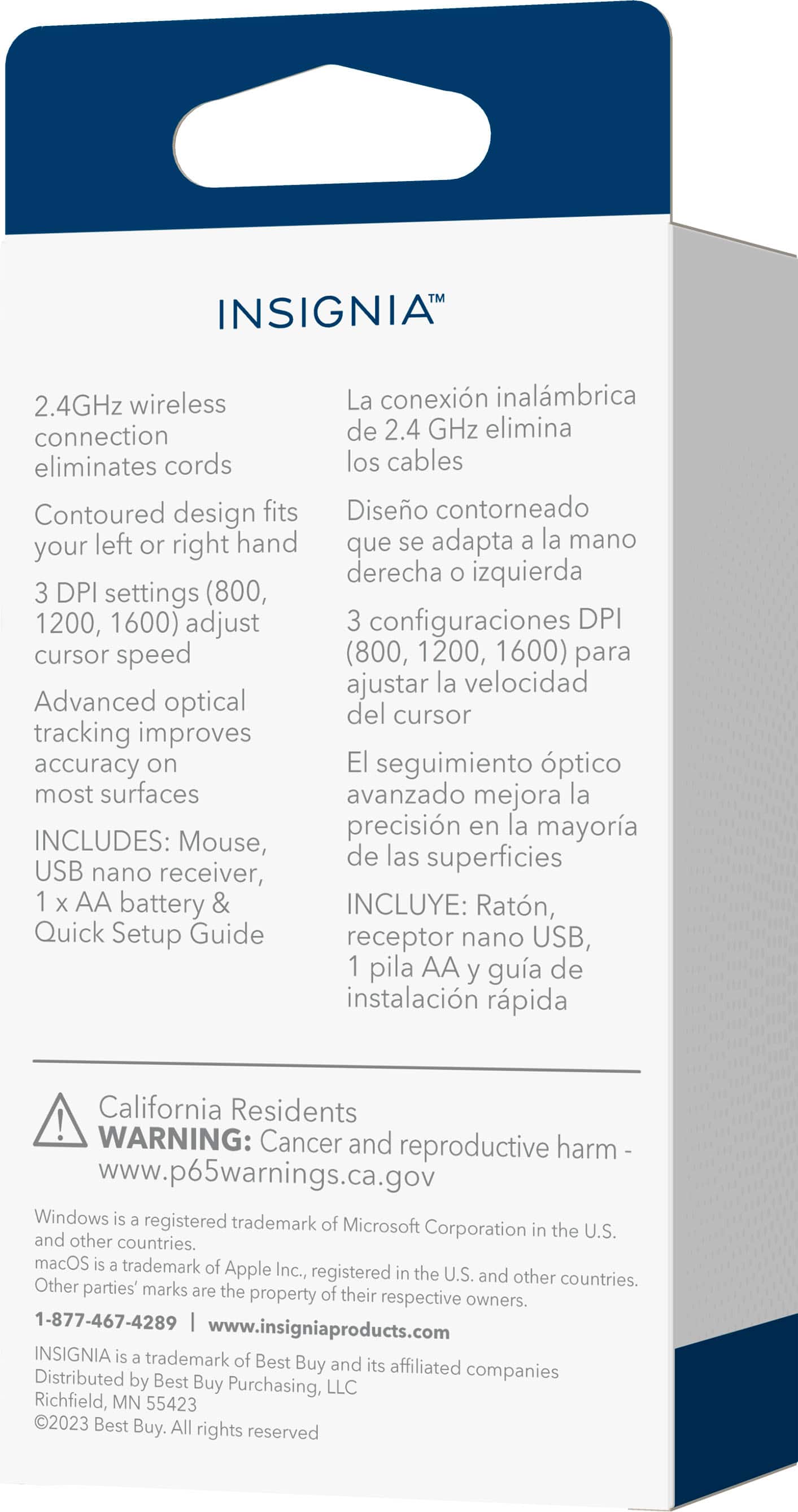 Alt View 12. Insignia™ - Wireless Optical 3-Button Mouse - Black.