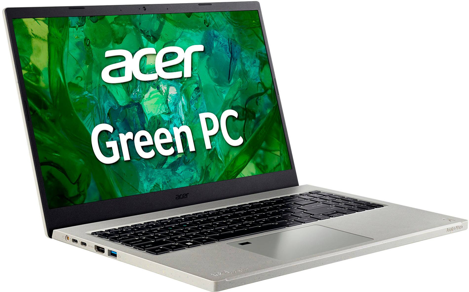 Angle. Acer - Aspire Vero -  15.6” Full HD Laptop - Intel i5-1335U with 8GB LPDDR5 - 512GB PCIe Gen4 SSD - Cobblestone Gray.