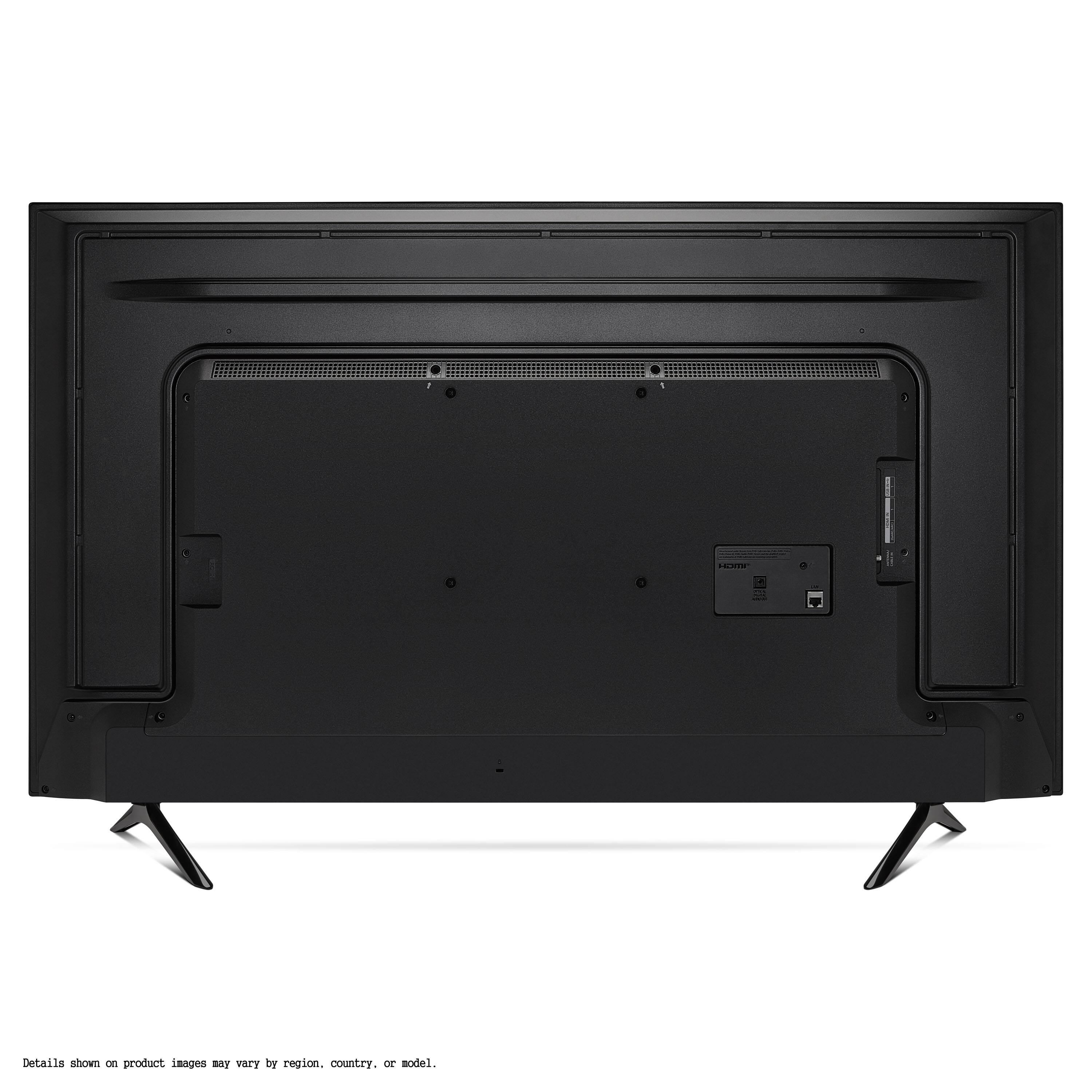 The image features a black flat screen television with a stand. The TV is turned off, and there are no visible cables or connections. The television is placed on a stand, which is located in the lower part of the image. The TV is positioned in the center of the image, and its size is quite large, covering a significant portion of the frame.