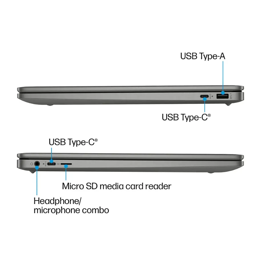 Alt View 11. HP - 15.6" Full HD Chromebook Plus Laptop with Google AI - Intel Core i3 - 8GB Memory - 128GB UFS - Mineral Silver.