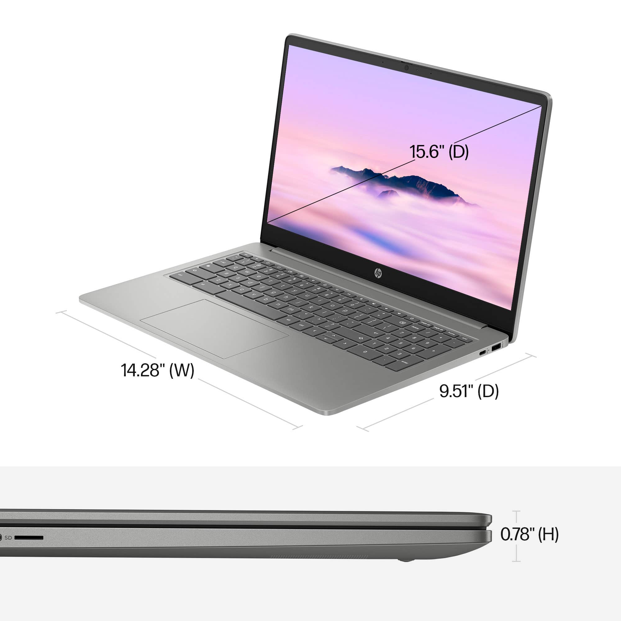 Alt View 12. HP - 15.6" Full HD Chromebook Plus Laptop with Google AI - Intel Core i3 - 8GB Memory - 128GB UFS - Mineral Silver.
