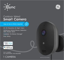 General Electric - CYNC 1-Camera Outdoor Wired Security Camera - BLACK - Front_Zoom