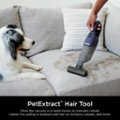 PetExtract Hair Tool: Move the vacuum in a rapid motion to manually initiate rubber fins pulling in stubborn pet hair on furniture, carpets, and more.