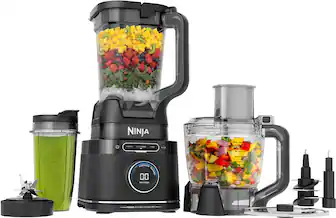 Front. Ninja - Detect Kitchen System Power Blender + Food Processor Pro with 24-oz. To-Go Cup and BlendSense Technology - Black.