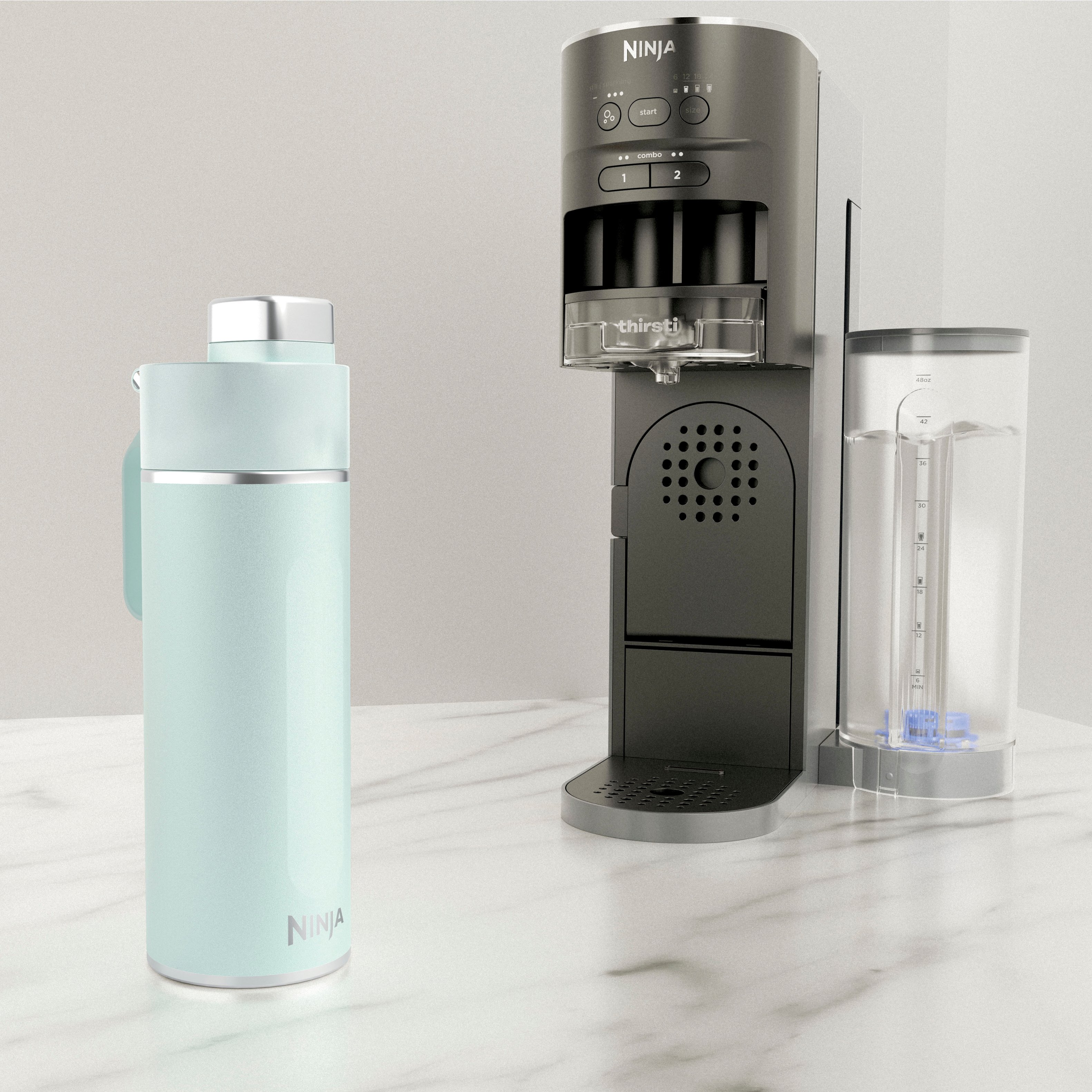Alt View 11. Ninja - Thirsti 18oz. Travel Bottle - Seafoam Blue.