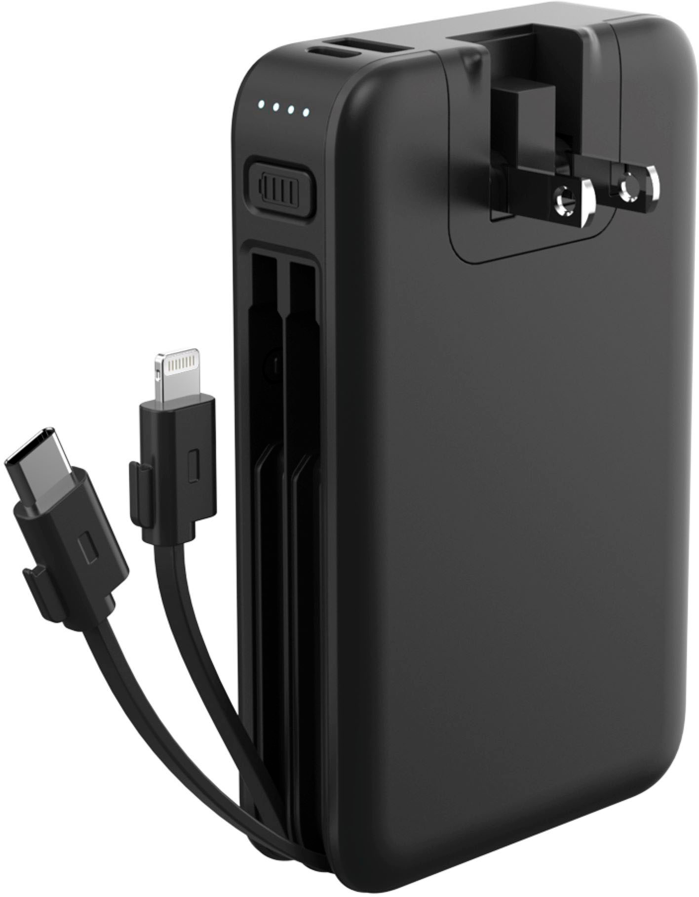 10000 mAh Power Bank with Wireless Charging and Integrated Cables –