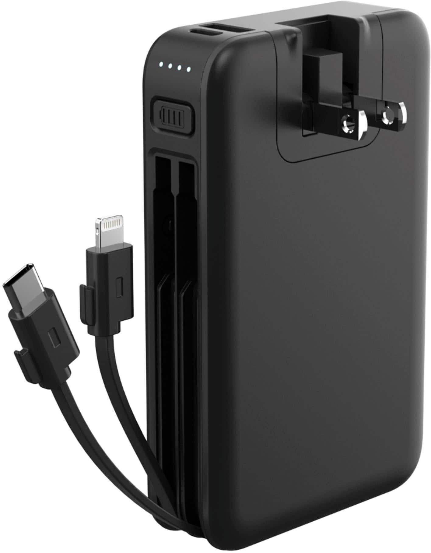 Angle. myCharge - POWERHUB ULTRA 10,000mAh Everything Built-In Portable Charge for Most USB Enables Devices - Black.